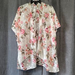 Floral Rose Sheer Kimono O/S